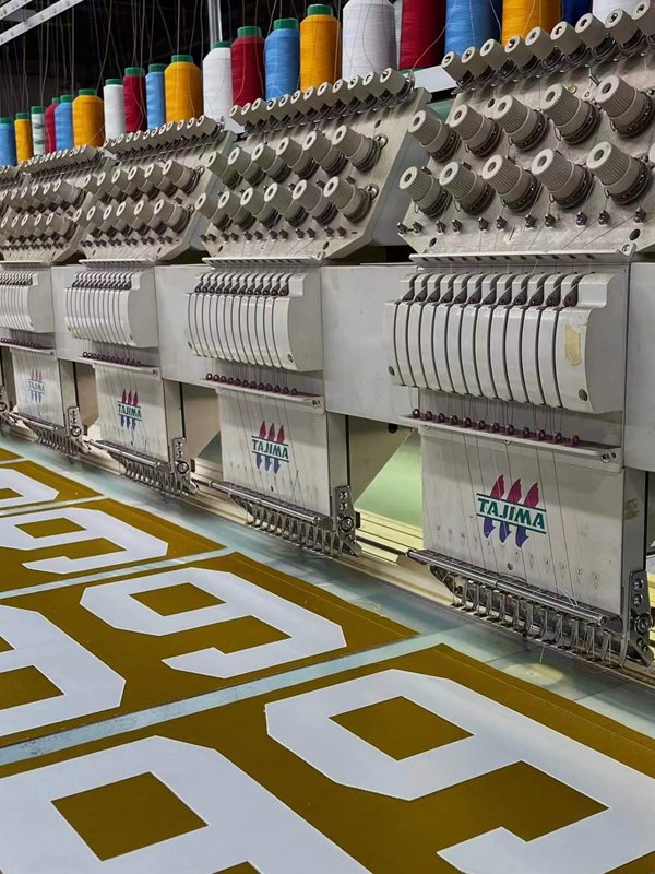 Factory Directly Sell HotMelt Adhesive Backing Team Colors Poly Twill Embroidery Applique Tackle Twill for Sports Jersey