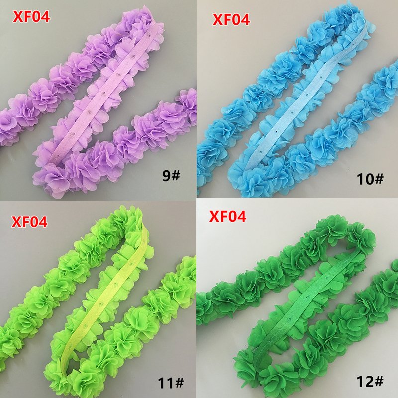 3D chiffon flower DIY 5cm wide lace trim lace ribbon decorative clothing and wedding accessories XF04 26 flowers per yard