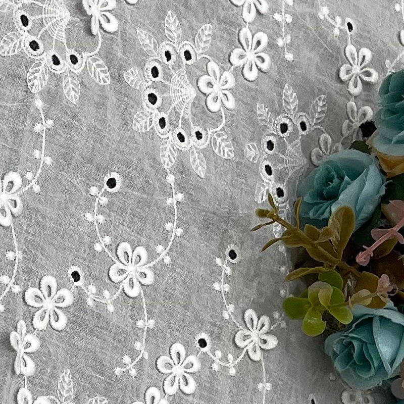 Custom Color Boho Fashion Textile and Fabrics Cotton Embroidery Lace Fabric for Clothing