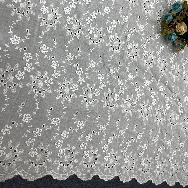 Custom Color Boho Fashion Textile and Fabrics Cotton Embroidery Lace Fabric for Clothing