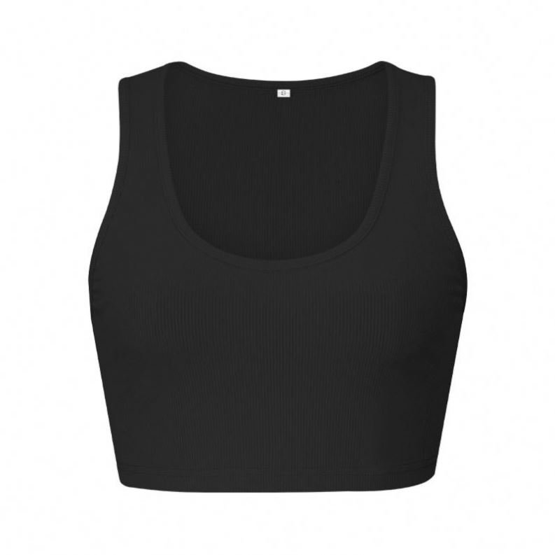 Sexy Sleeveless Solid Color Sexy U-Neck Knitted Pit Stripe Tank Top T-Shirt