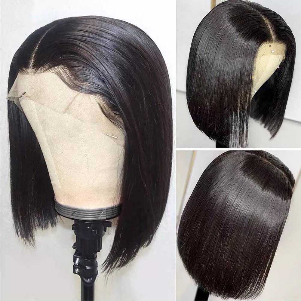 12a Double Drawn Short Bob Human Hair Wig Vendor Human Hair Lace Front Brazilian Virgin Wigs for Black Women