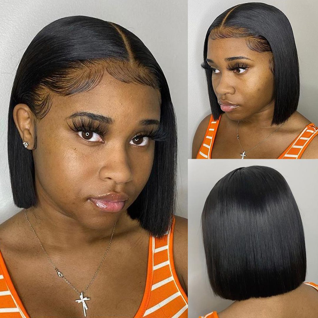 12a Double Drawn Short Bob Human Hair Wig Vendor Human Hair Lace Front Brazilian Virgin Wigs for Black Women