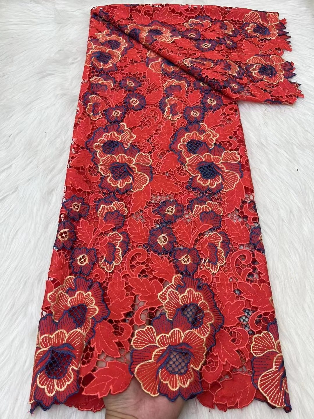 Width 130 cm Polyester stretchy Embroidery chiffon Nigerian Fabric laser Lace Fabric for wedding Dress cheongsam
