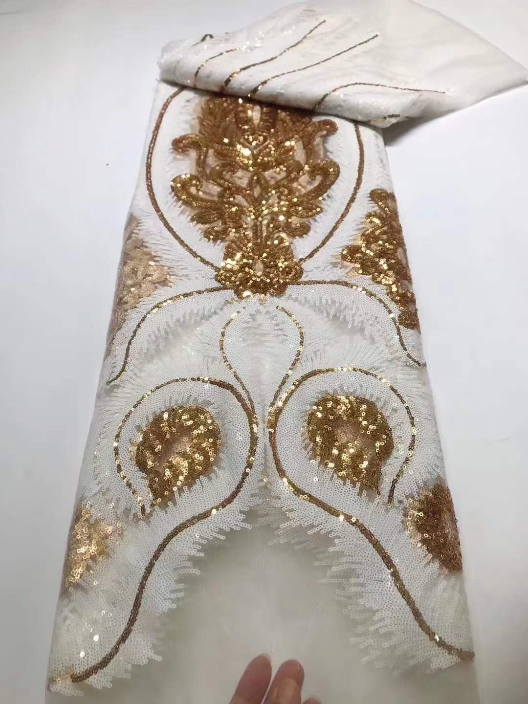 Sequins Tube Flower Embroidery Lace Material Wedding Evening Dress Party Lace Polyester Sequins Lace Fabrics