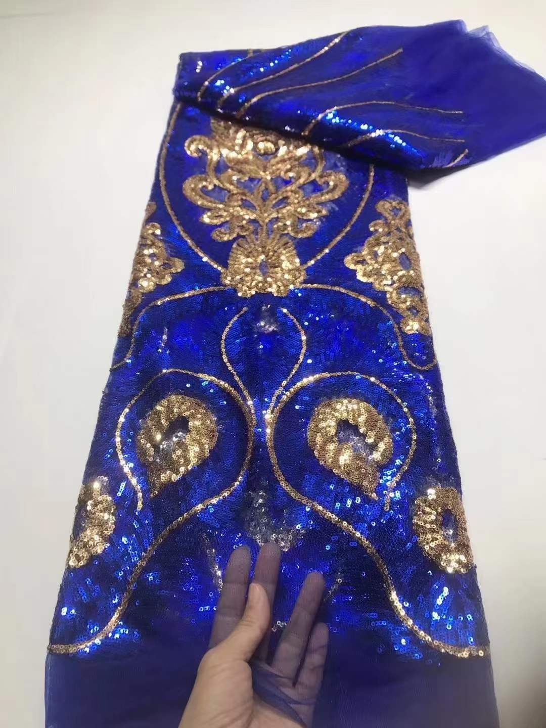 Sequins Tube Flower Embroidery Lace Material Wedding Evening Dress Party Lace Polyester Sequins Lace Fabrics
