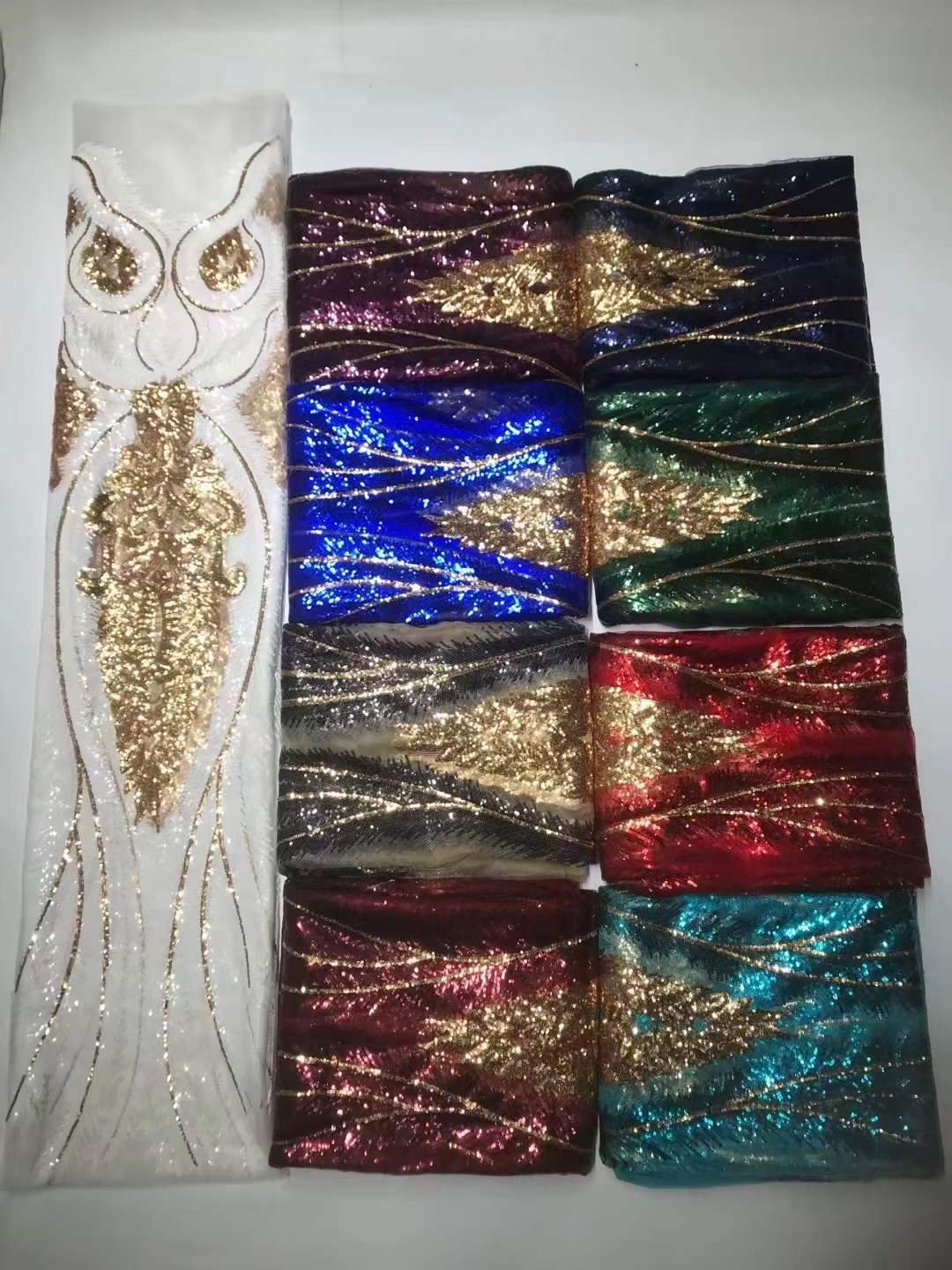 Sequins Tube Flower Embroidery Lace Material Wedding Evening Dress Party Lace Polyester Sequins Lace Fabrics