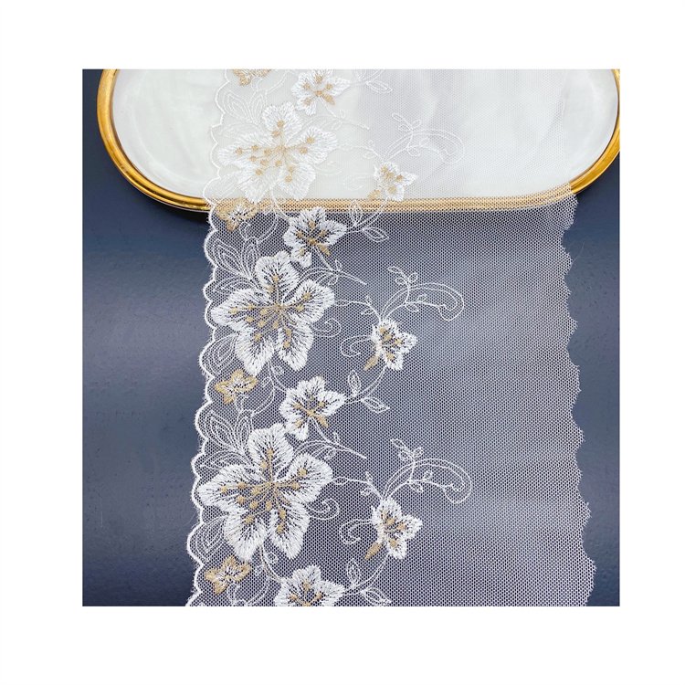 Large Flower Accessories Two-Color Golden Mesh Embroidery Dress Mesh Gold Thread Embroidered Lace Wide Milk Silk For Wedding