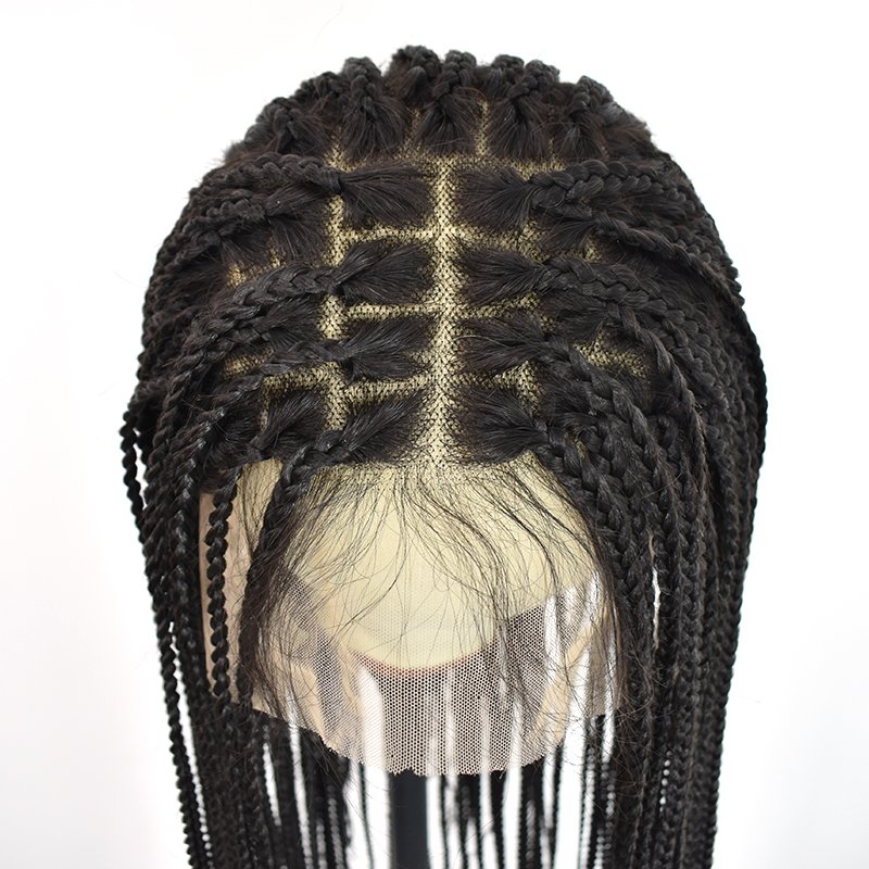 2022 hot sell and with baby hair natural color lace braided wigs