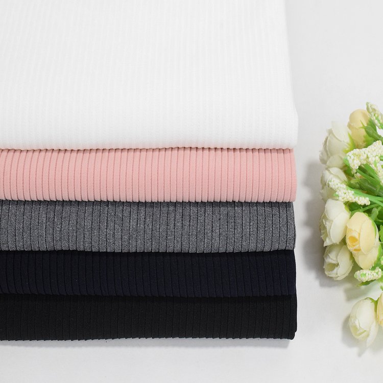 Competitive Price Polyester Spandex Rib Knit Stretch wide coarse stair cloth fabric