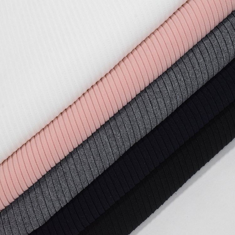 Competitive Price Polyester Spandex Rib Knit Stretch wide coarse stair cloth fabric