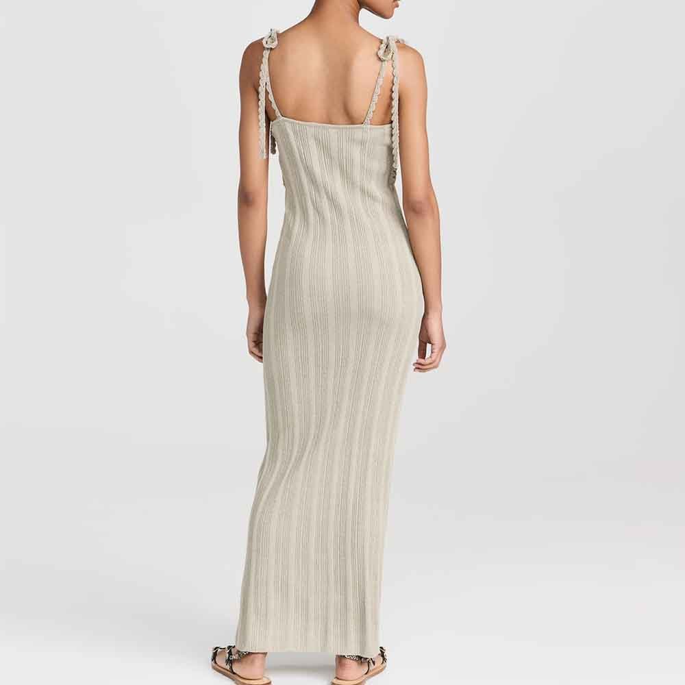 Knitwear Manufacturer Custom Spring Summer Autumn Winter Sling Hollow Out Knot straps Backless Sexy knit sweater dress