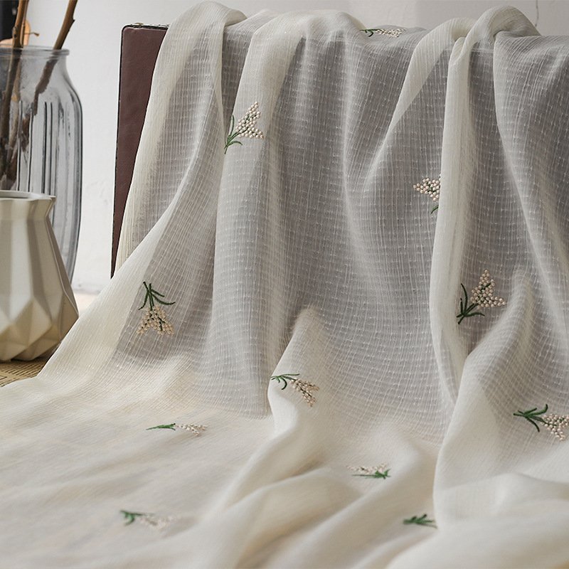 Bright Silk Bark Wrinkled Dandelion Premiership Fairy Texture Women's Dress New 3D Embroidered Fabric