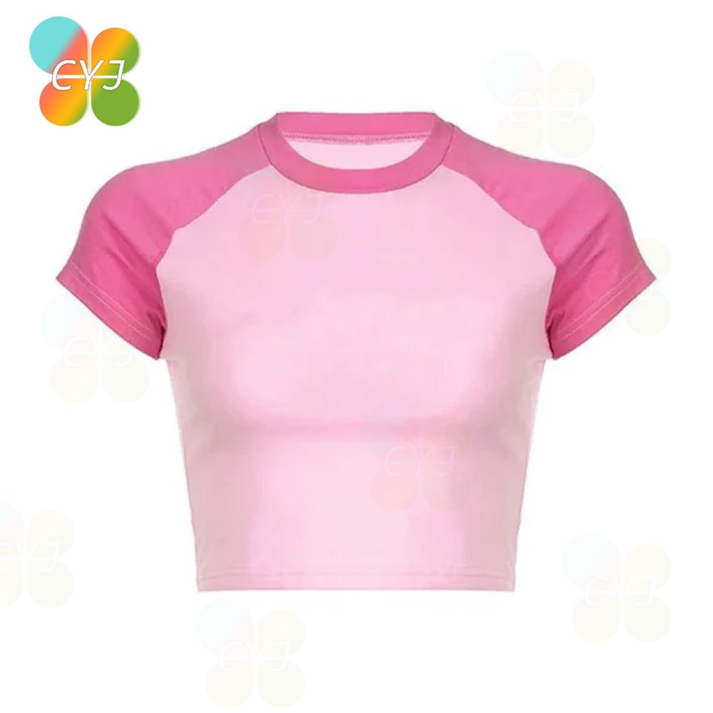 Summer Short Sleeve Top Cotton Cropped Y2K T Shirts Letter Graphic Raglan Sleeve Baby Tee Custom Logo Print Crop Tops For Women