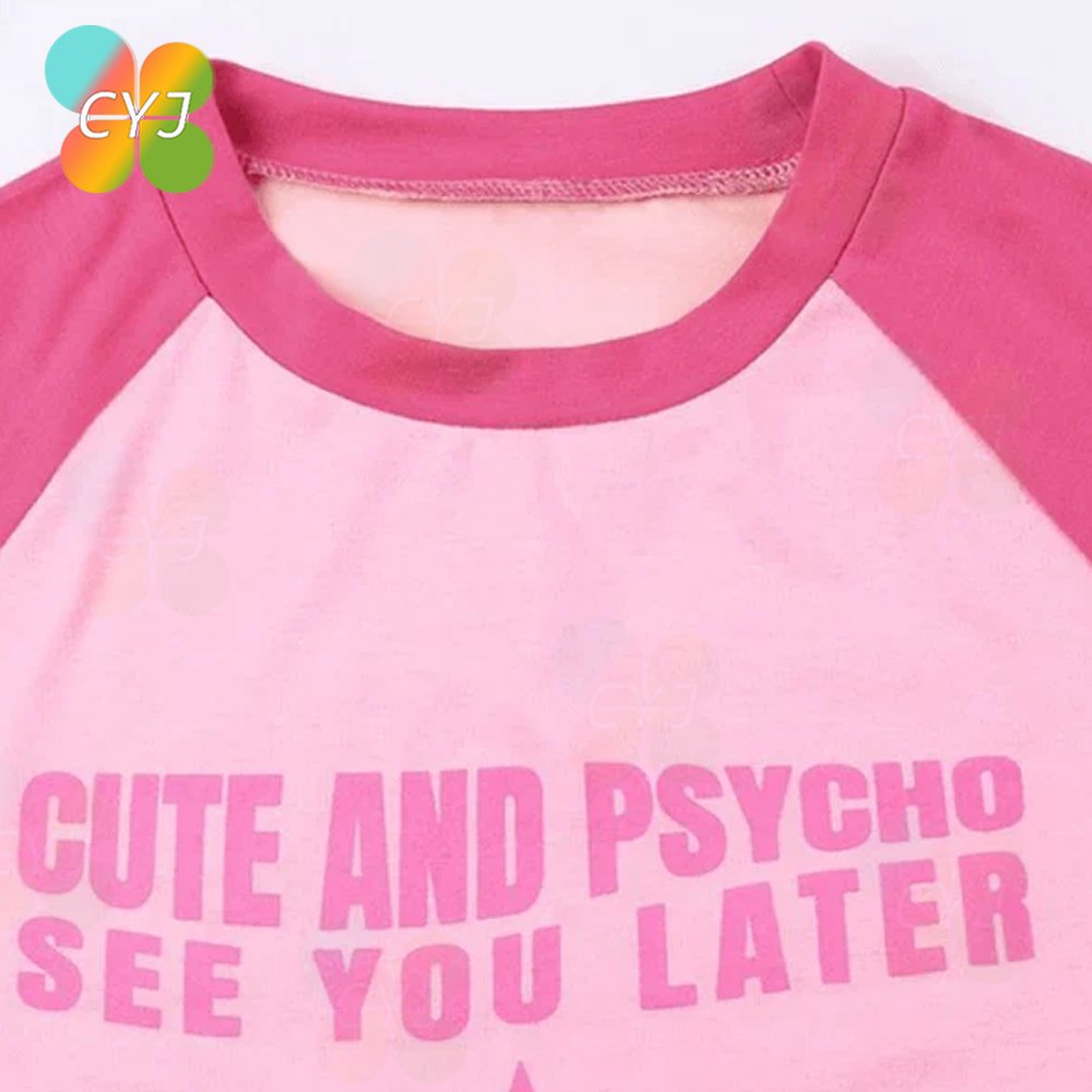 Summer Short Sleeve Top Cotton Cropped Y2K T Shirts Letter Graphic Raglan Sleeve Baby Tee Custom Logo Print Crop Tops For Women