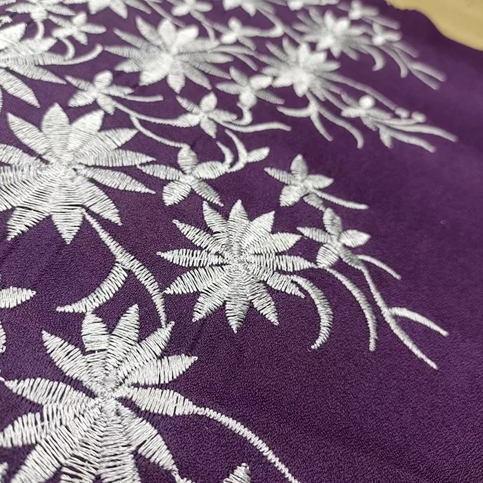 woven 92%polyester 8%spandex plain dyed moss crepe embroidery fabric for women dress and garment
