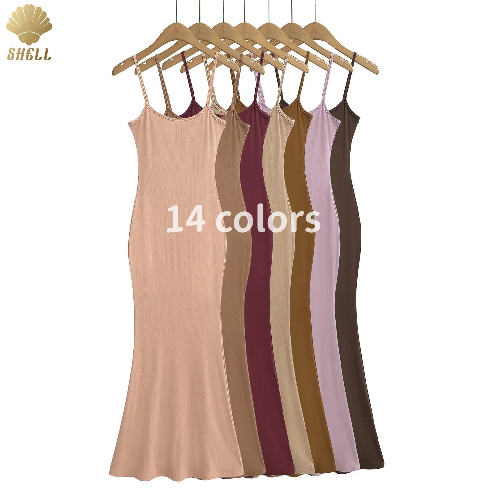 CNSHELL Hot Girl Sexy Sling Long Skirt Women's Spring And Summer New Thread Slim Waist A Piece Sheath Fishtail Dress