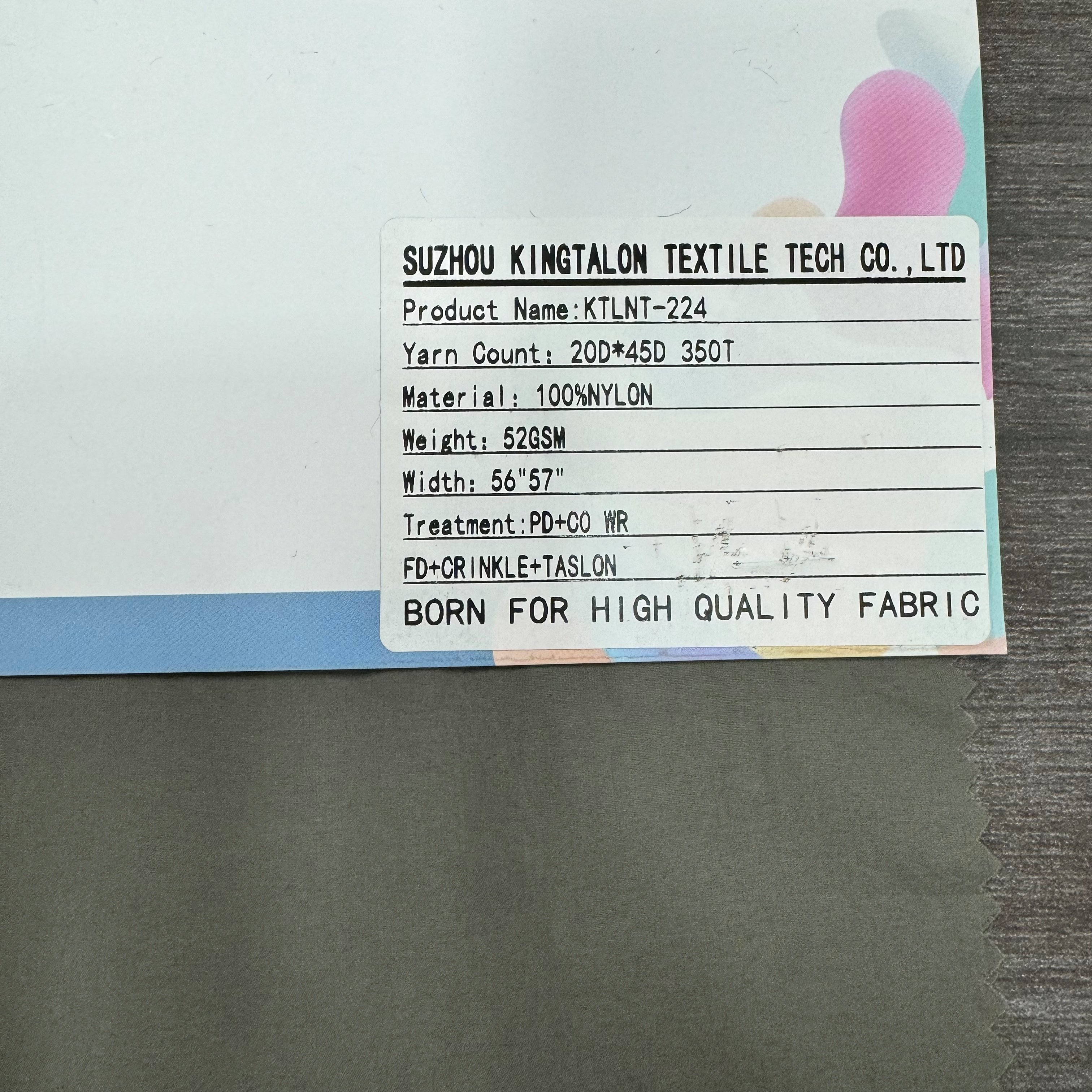 20D*45D NYLON TAFFETA CRINKLE TASLON FABRIC FOR WINTER JACKET RECYCLED/ECO- FABRIC FOR DOWNJACKET