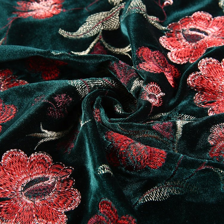 HA-15295 Competitive price multi color wholesale dress green embroidery velvet fabric embroidery