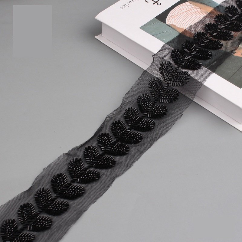Diy Home Textile Sewing Accessories Lace Fabric Embroidery Heavy Beaded Mesh Shoes Bag Costume Webbing Tulle Glass Beads Trim