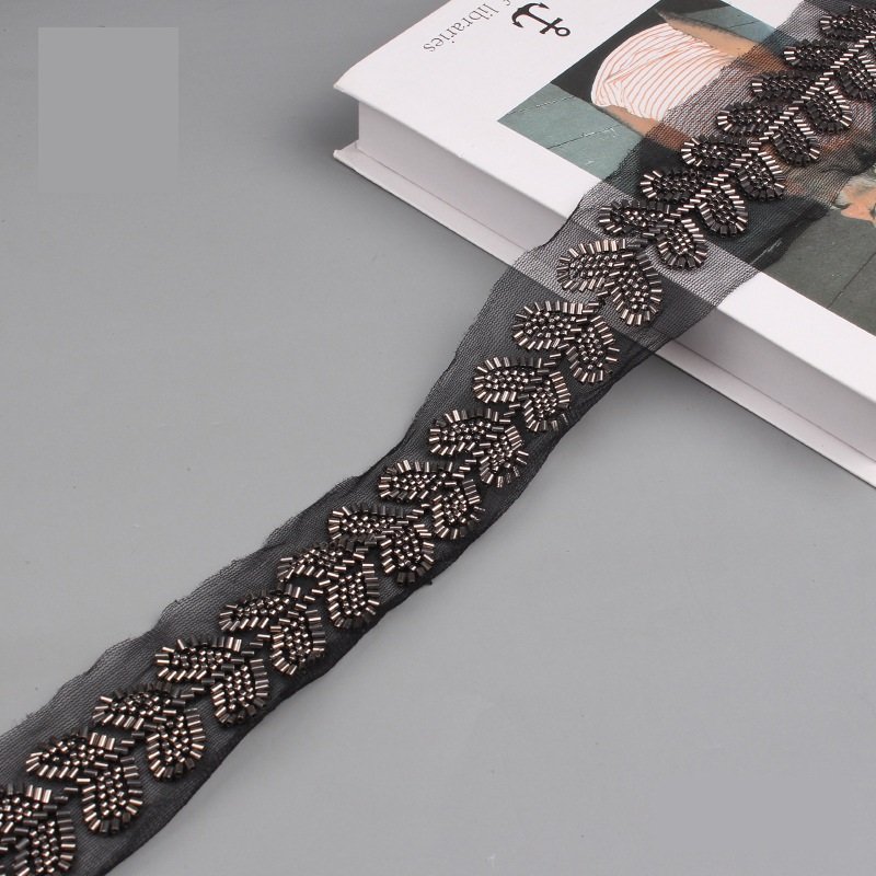Diy Home Textile Sewing Accessories Lace Fabric Embroidery Heavy Beaded Mesh Shoes Bag Costume Webbing Tulle Glass Beads Trim