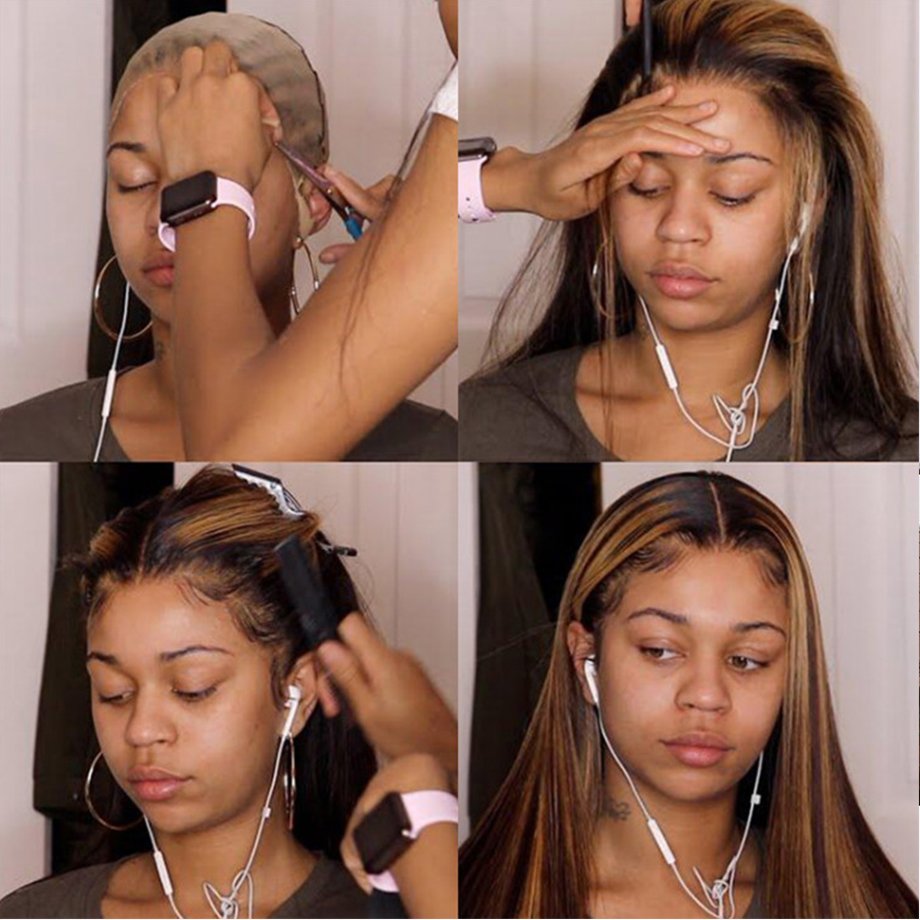 P4/27# Remy Human hair 13x4 lace front wig Straight Body Wave Deep Curly Water Highlight Lace Frontal Wigs 30 inch