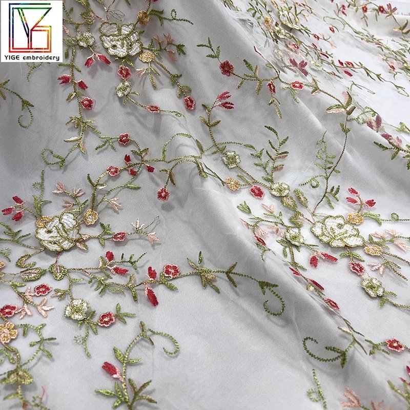 Wholesale textile mesh tulle fabric OEM embroidery wedding dress gold thread lace nigeria 3D embroidery bridal lace fabric