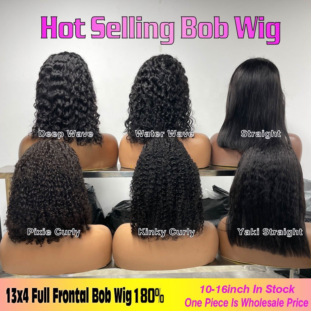 Cheap Price Hot Sale Bone Straight Bob Wigs Brazilian Human Hair Frontal Wigs Double Drawn Transparent HD Full Lace Front Wig