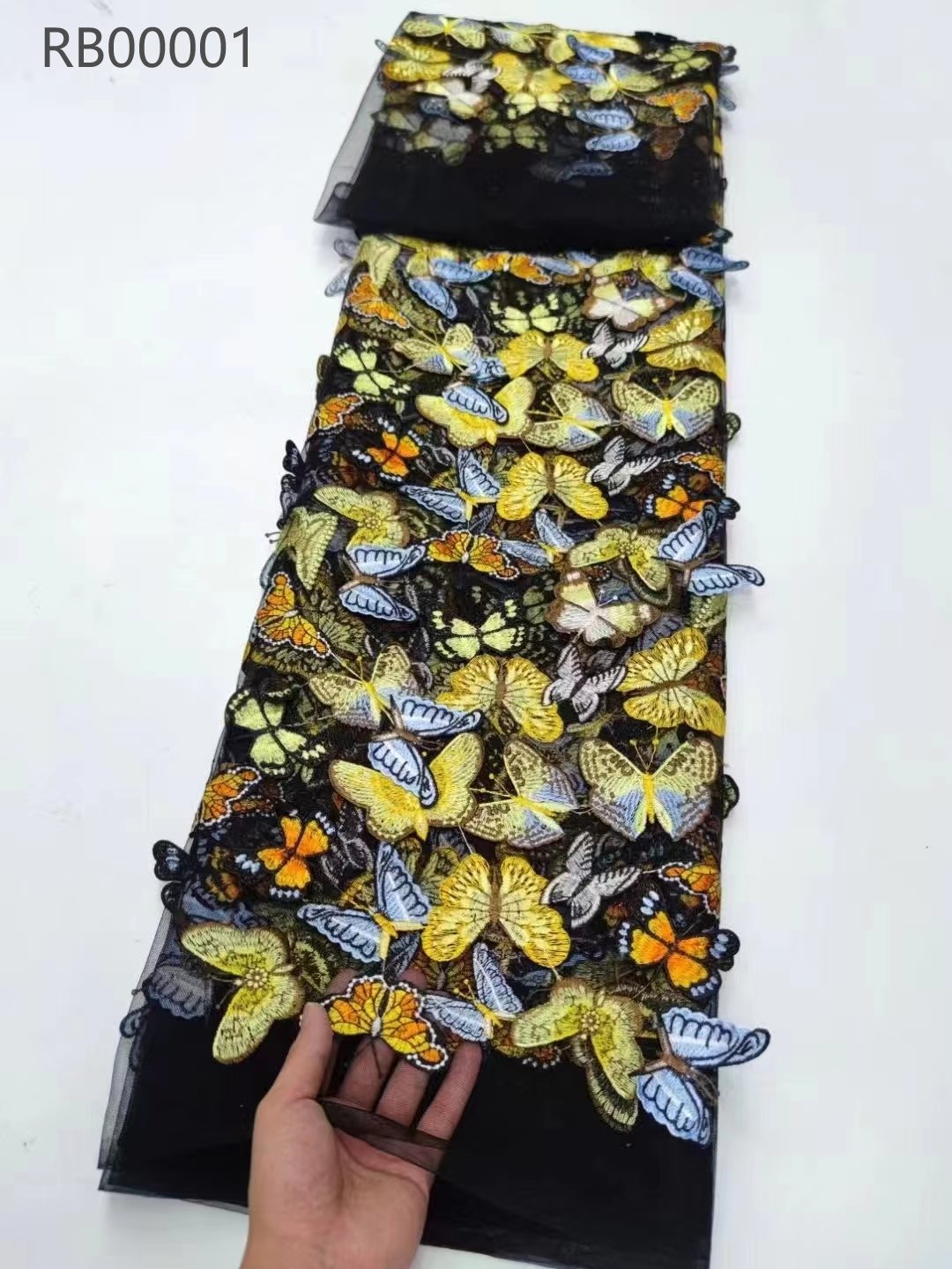 Wholesale 3d Butterfly Embroidery fabric New arrival milk color sequins with ivory beads and pearls 3D lace beading lace fabric