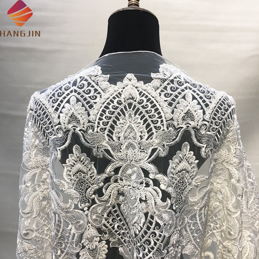 Top Quality Sequins Mesh 3D Embroidery Tulle Lace Fabrics Heavily Beaded Lace Fabric For African Wedding Dresses