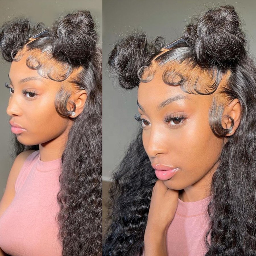 Natural Black 4x4 Raw Indian Loose Deep Wave HD Full Lace Front Wig Deep Curly Human Hair Wigs 34 36 38 40 Inch Deep Curly Wig