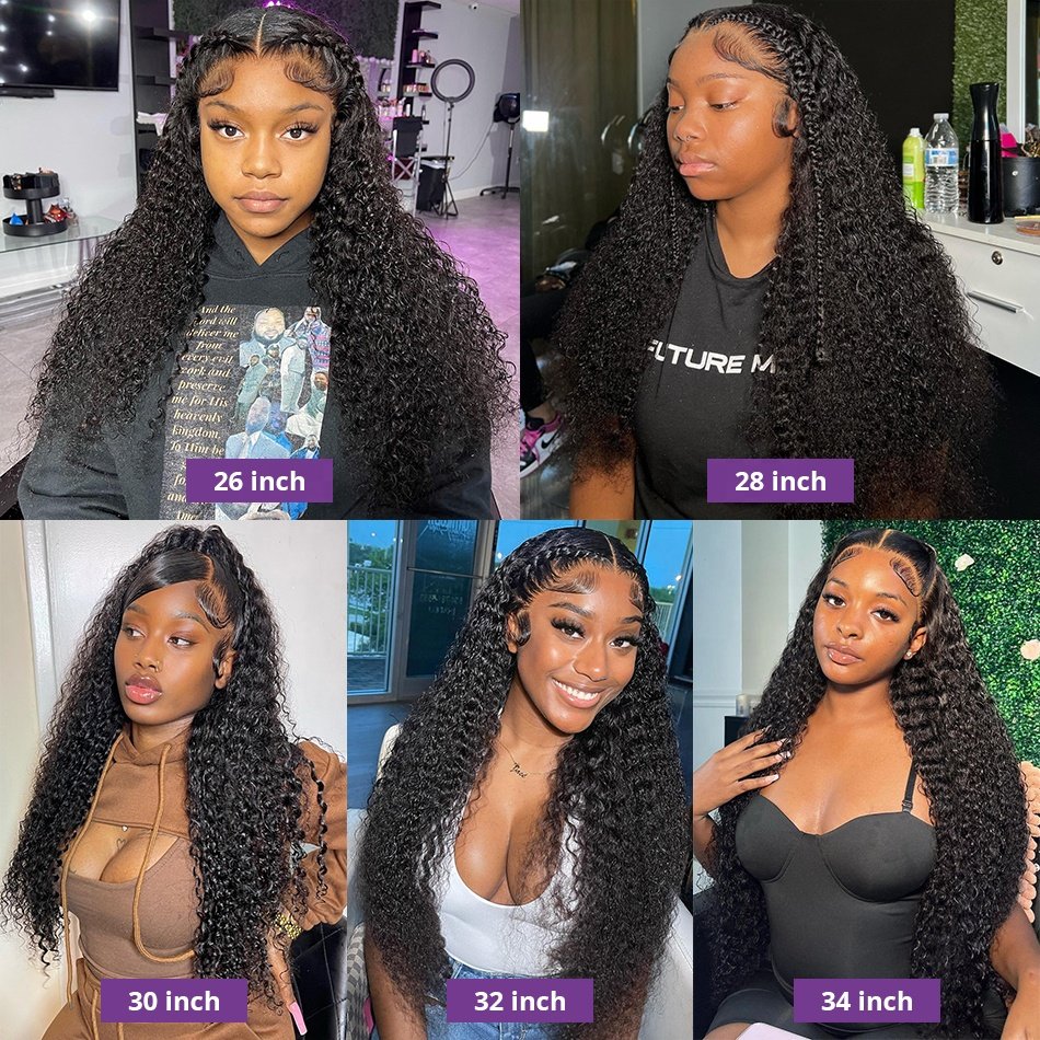 Natural Black 4x4 Raw Indian Loose Deep Wave HD Full Lace Front Wig Deep Curly Human Hair Wigs 34 36 38 40 Inch Deep Curly Wig
