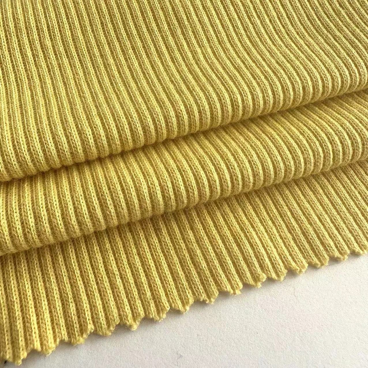 High quality knitted 60% Cotton 40% polyester ribbed fabric solid CVC 2*2 RIB fabric for hoodies cuff and collar
