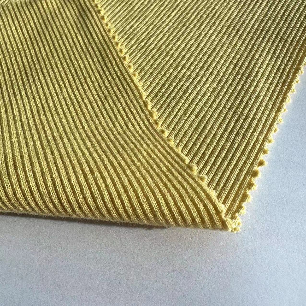 High quality knitted 60% Cotton 40% polyester ribbed fabric solid CVC 2*2 RIB fabric for hoodies cuff and collar