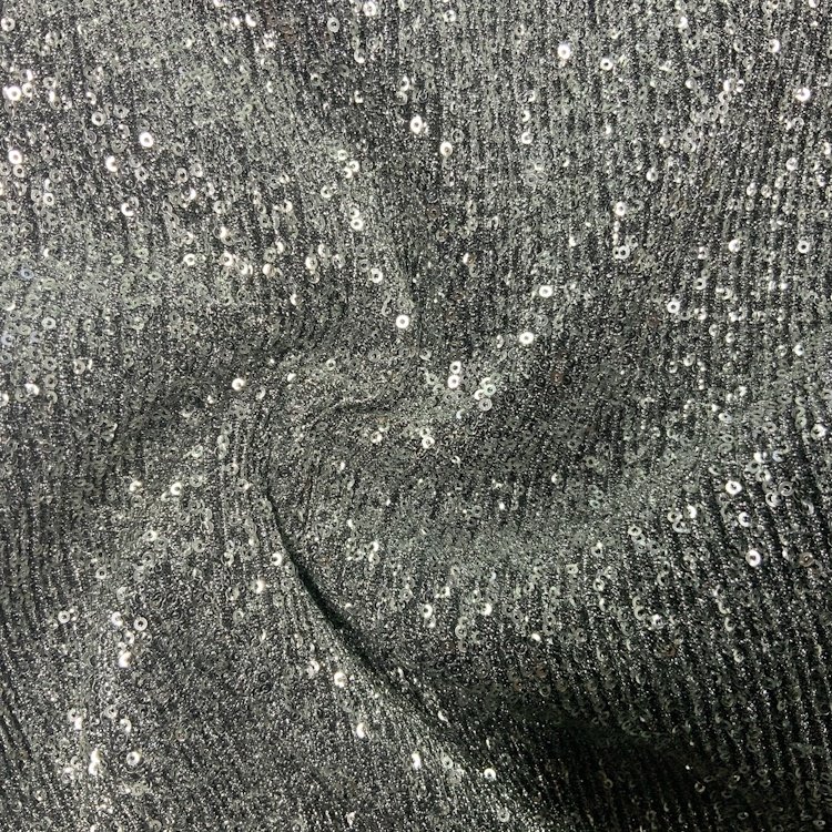Polyester stretch lurex pleter glitter 3mm silver holographic sequin stretch fabric for club dress S-10358C