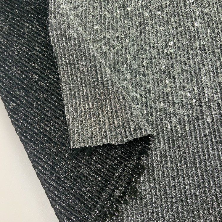 Polyester stretch lurex pleter glitter 3mm silver holographic sequin stretch fabric for club dress S-10358C