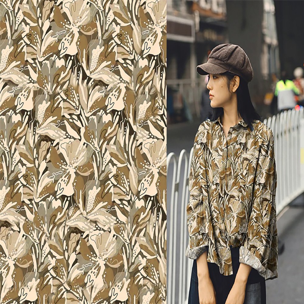 2024 Environmental fashion with pure ramie digital print green clothing supplier
