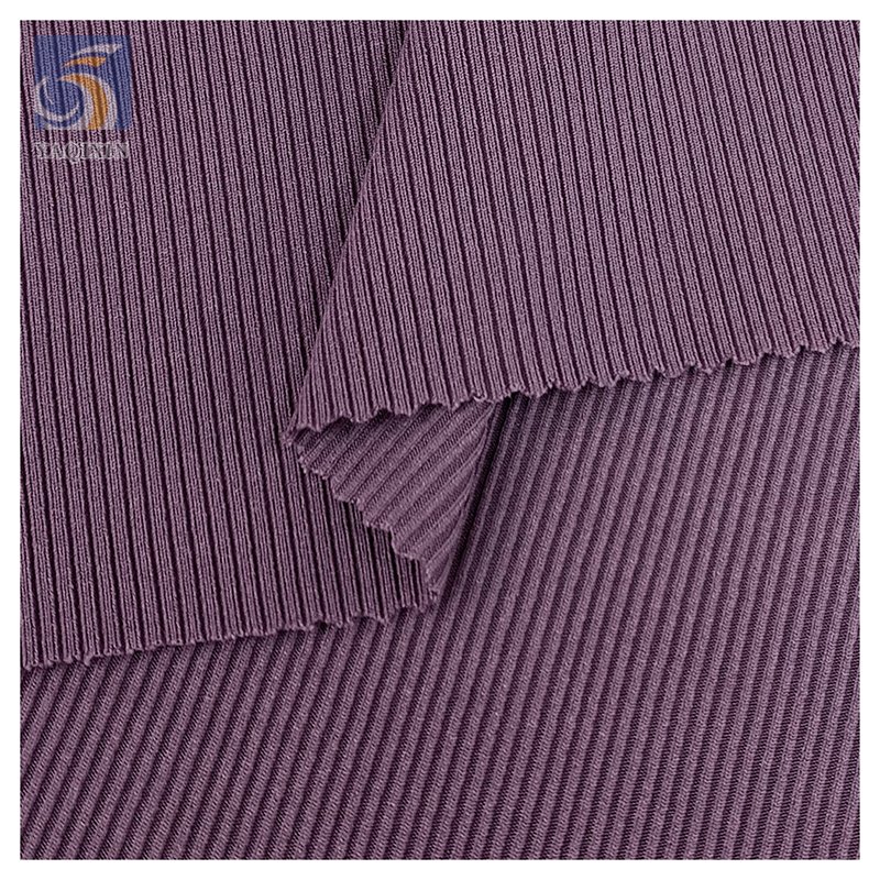 Hot Stripe Jacquard Knit Stretch Spandex Modal Cotton Blended Fabric Wholesale 2X2 Rib Knit Fabric for Winter Clothing