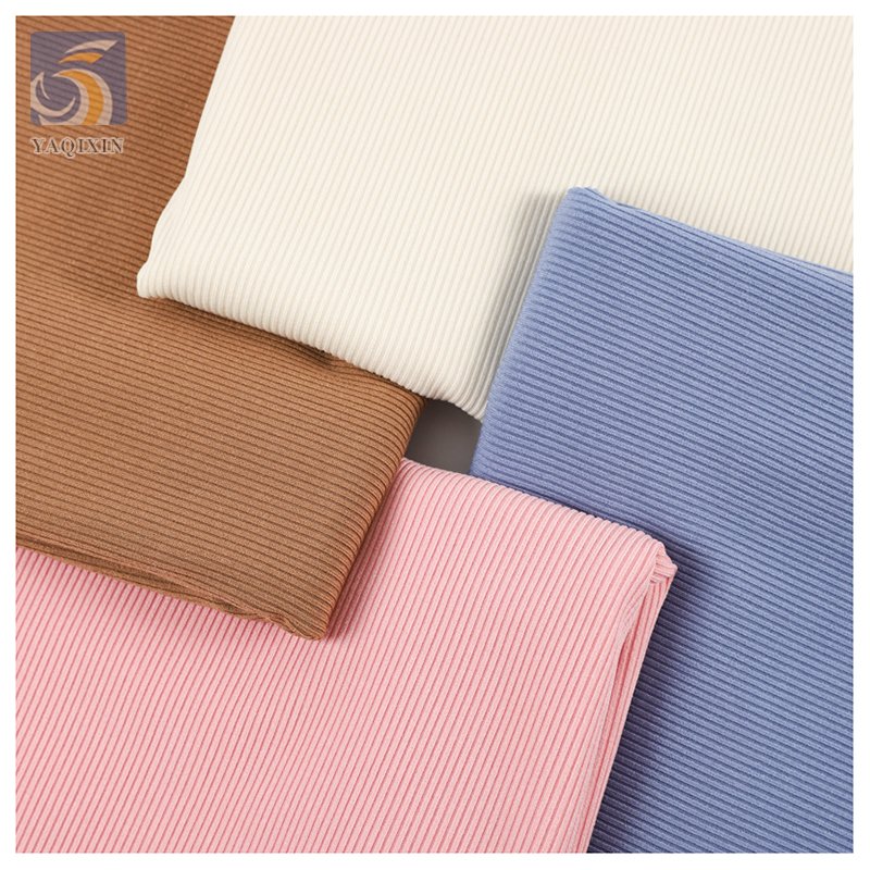 Hot Stripe Jacquard Knit Stretch Spandex Modal Cotton Blended Fabric Wholesale 2X2 Rib Knit Fabric for Winter Clothing