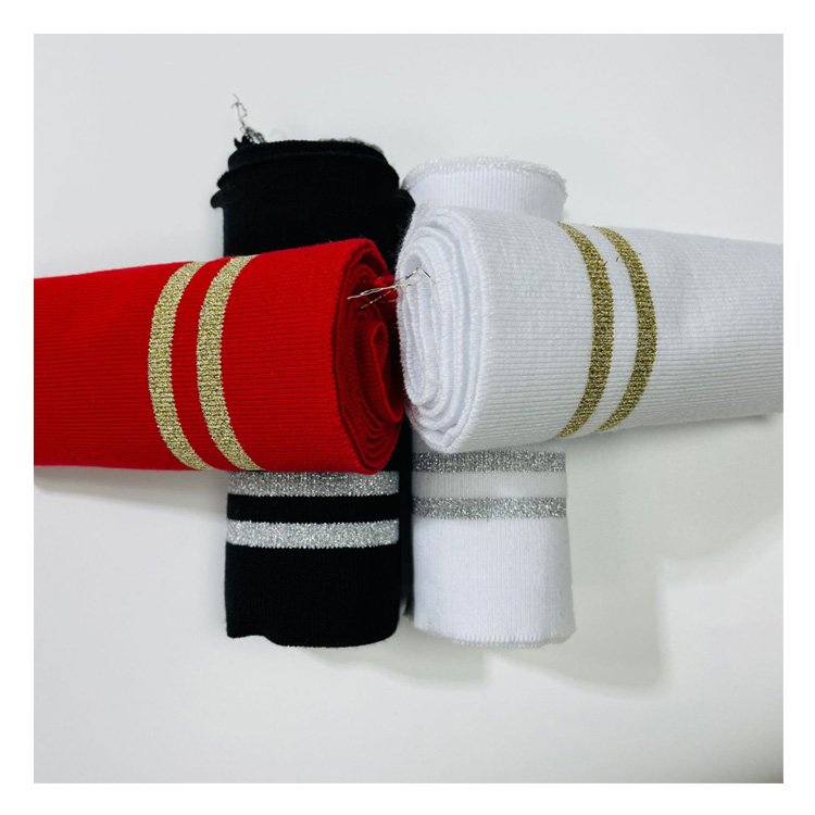 Custom Plain Ribbing 1x1 Polyester Flat Knit Rib Fabric Solid Color Collar And Cuff For Polo T Shirt Full Collar