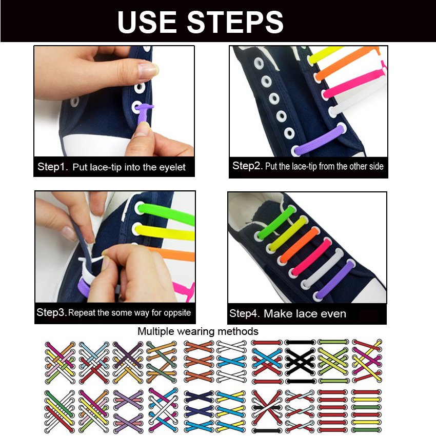 MediFootCare Silicone No Tie Shoe Laces for Adults - Lazy Elastic Silicone Shoe Laces for Sneakers No Tie Kids Shoelaces HA01549