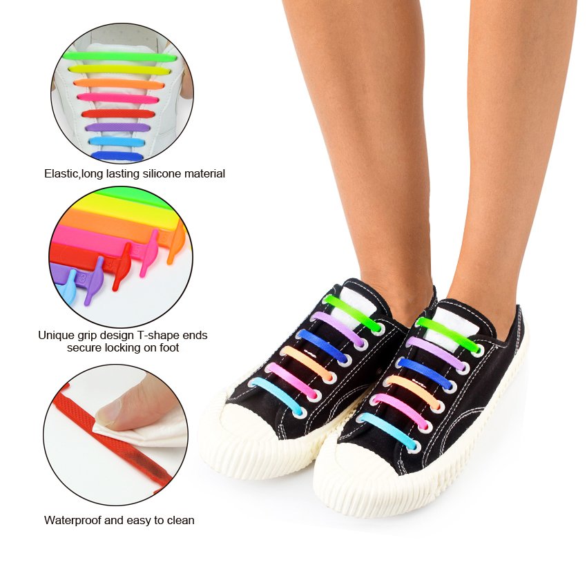 MediFootCare Silicone No Tie Shoe Laces for Adults - Lazy Elastic Silicone Shoe Laces for Sneakers No Tie Kids Shoelaces HA01549