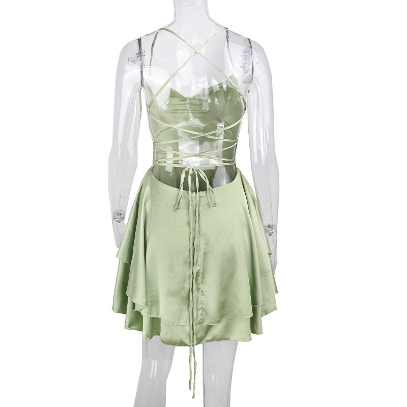 Summer temperament slim spice sexy backless fashion lace-up dress woman