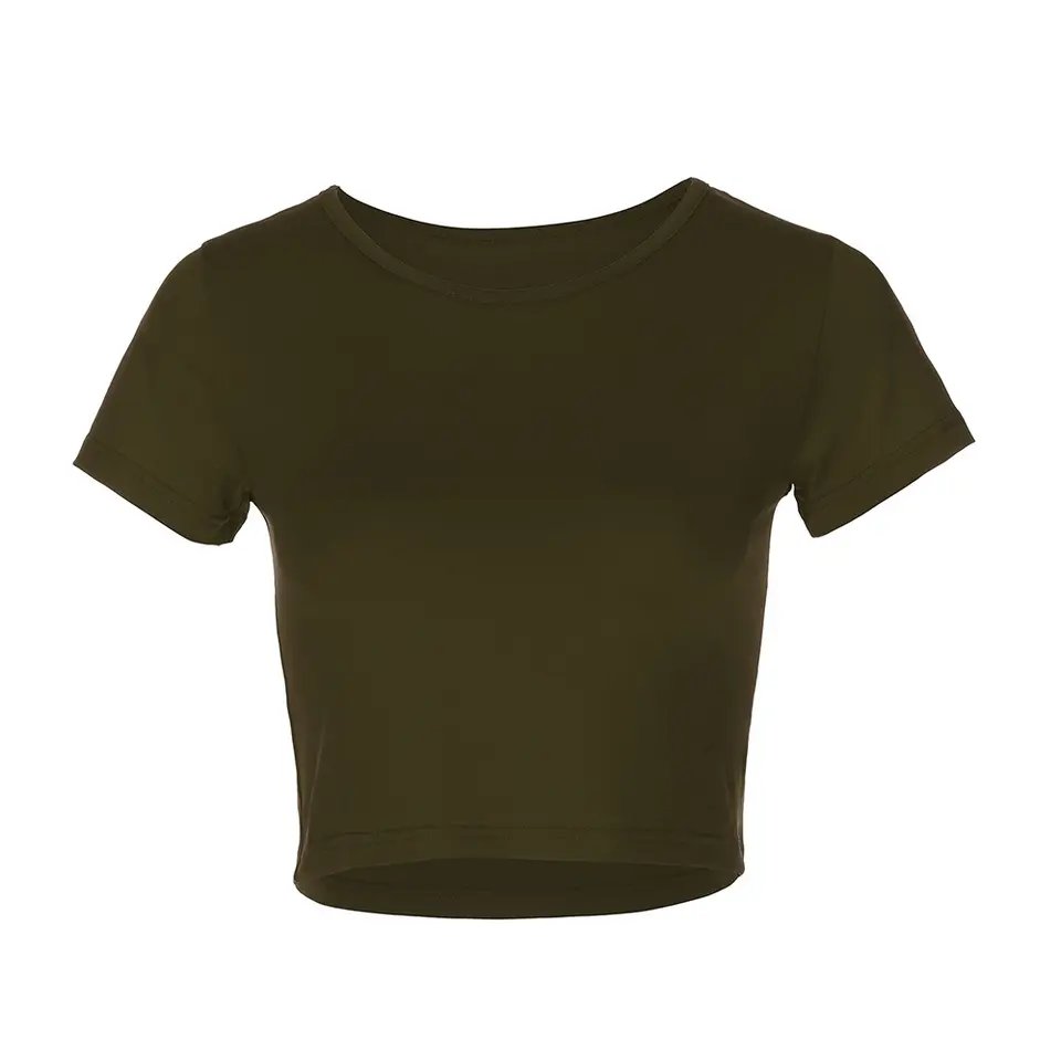 Blank Sexy Ribbed Yoga Slim blouse summer women cotton sexy crop top tshirts