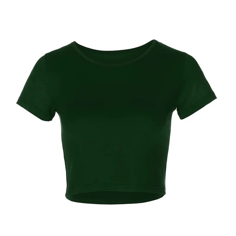 Blank Sexy Ribbed Yoga Slim blouse summer women cotton sexy crop top tshirts