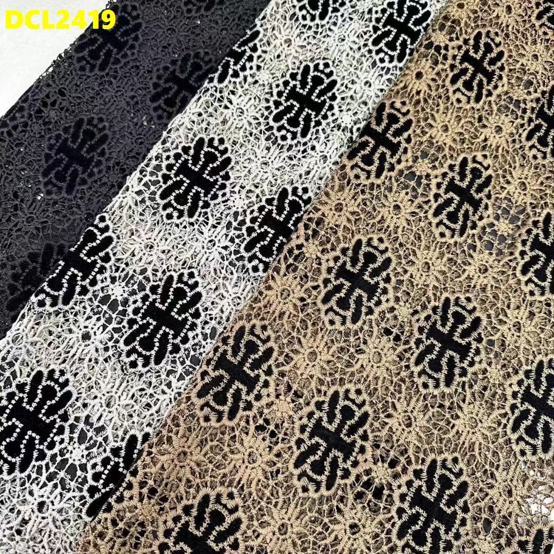 Customised Design Black Gold Soft Cord Guipure Lace Velvet Embroidered fabric Italian Lace Fabric for Wedding Bridal Dress