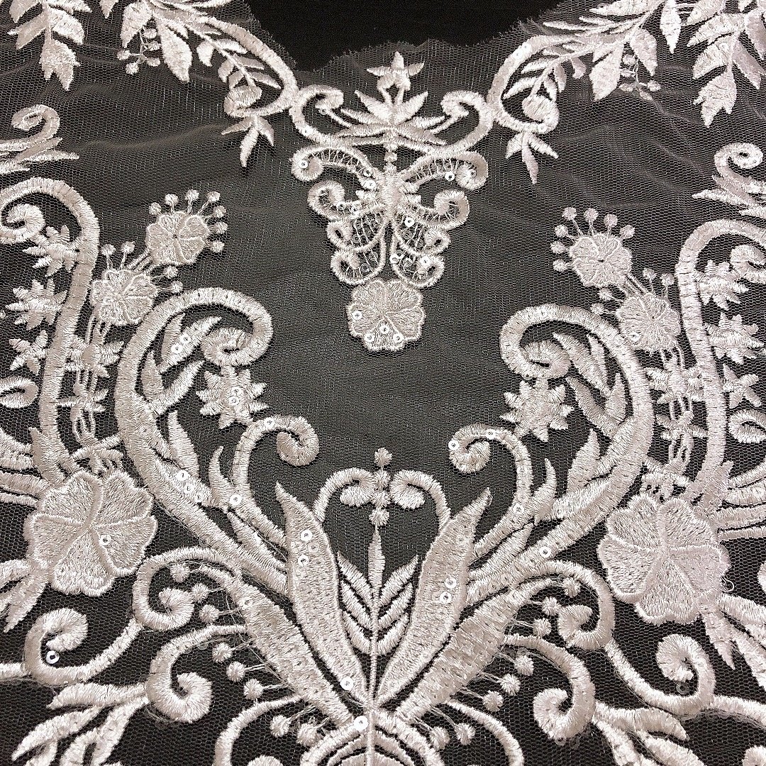Wedding dress bodice embroidery bridal collar mesh lace applique with sequins LT2742A