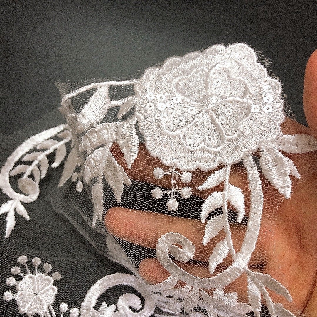 Wedding dress bodice embroidery bridal collar mesh lace applique with sequins LT2742A