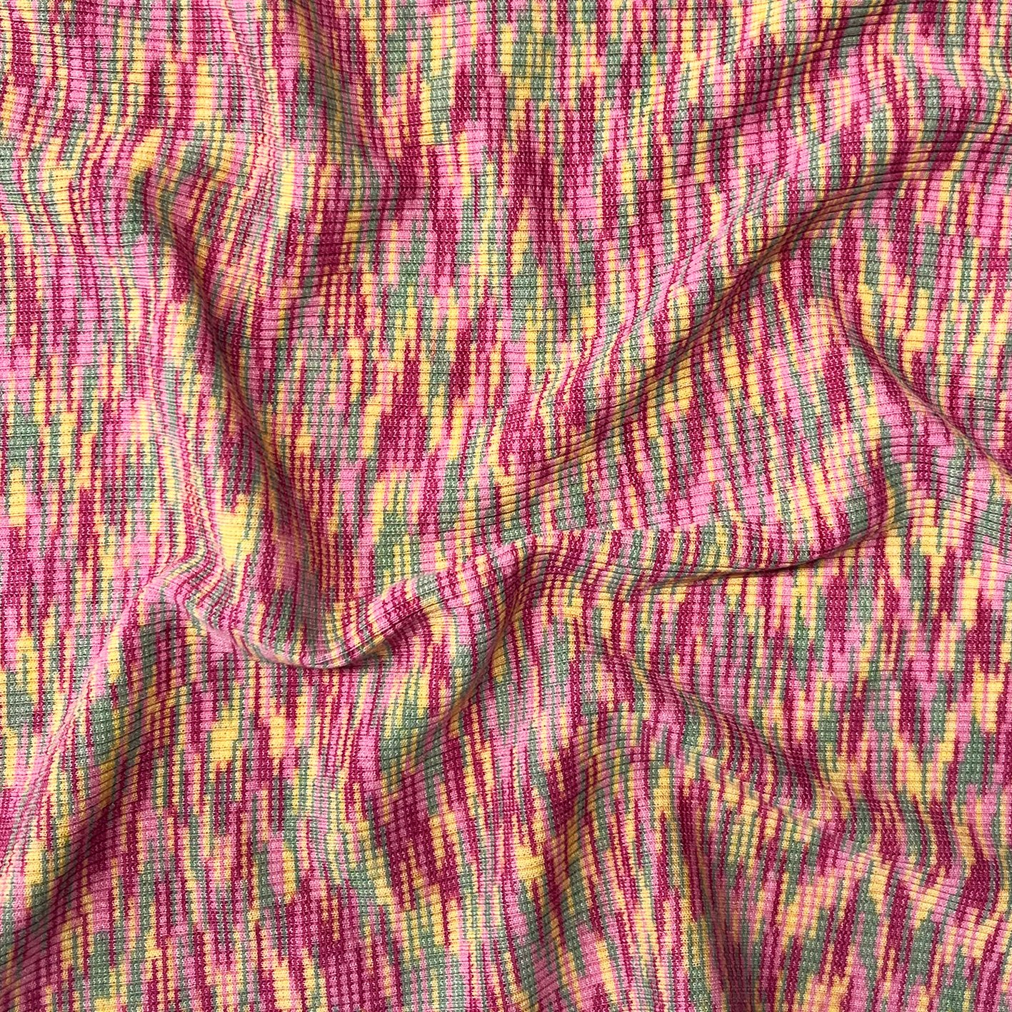 Neon color bars Knitted ribbed fabric 150cm 180gsm High quality and fashionable knit Stretch top Girls with short sleeves