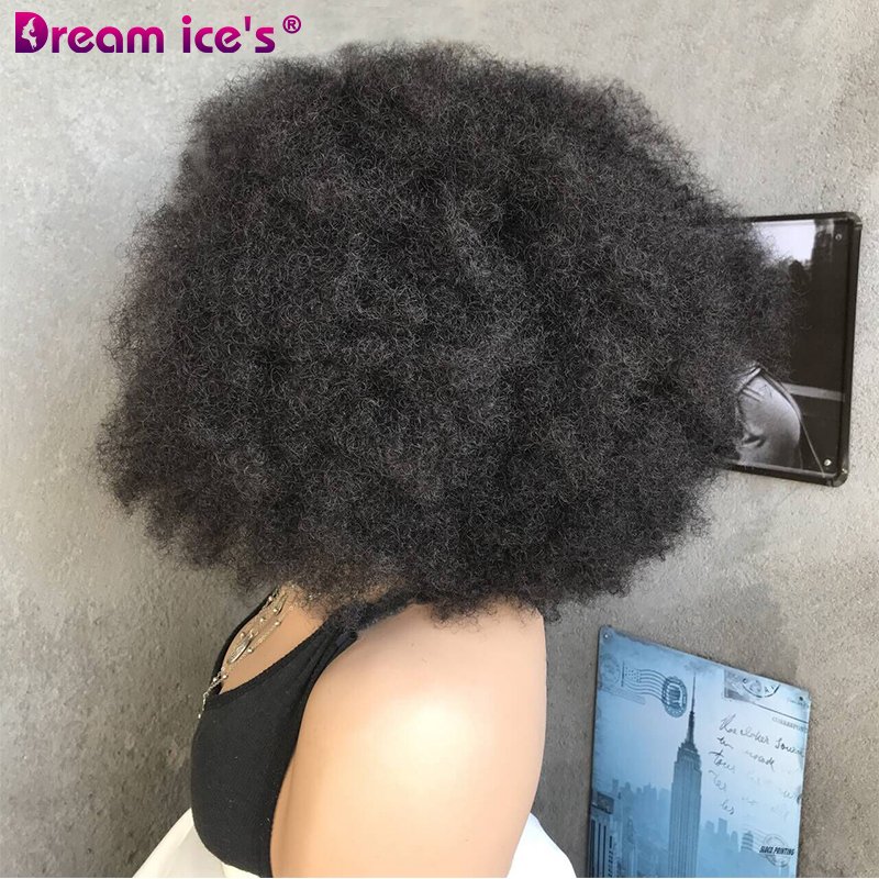 Wholesale Factory Price 4*4 Front Lace Wigs Bomb Afro Kinky Curly Glueless Mixed Brazilian Human Hair Blend Hair For Black Women
